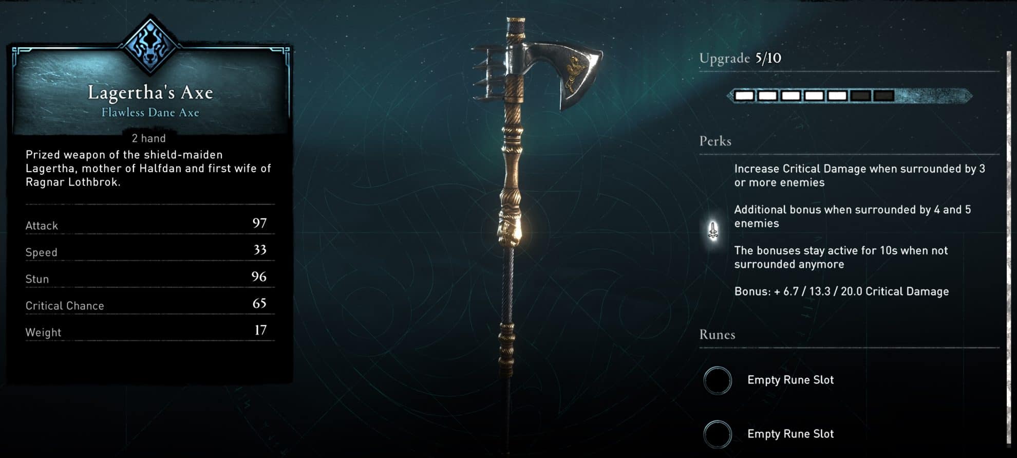 Lagertha's Axe Stats