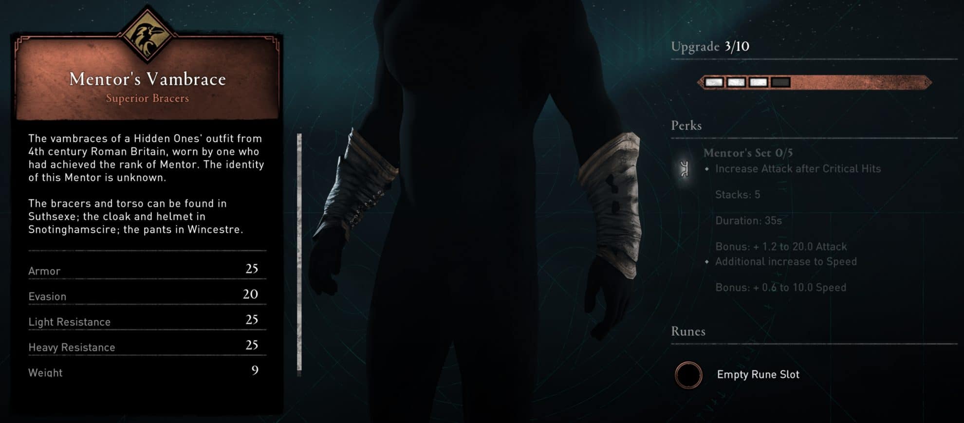 Mentor's Vambrace Stats