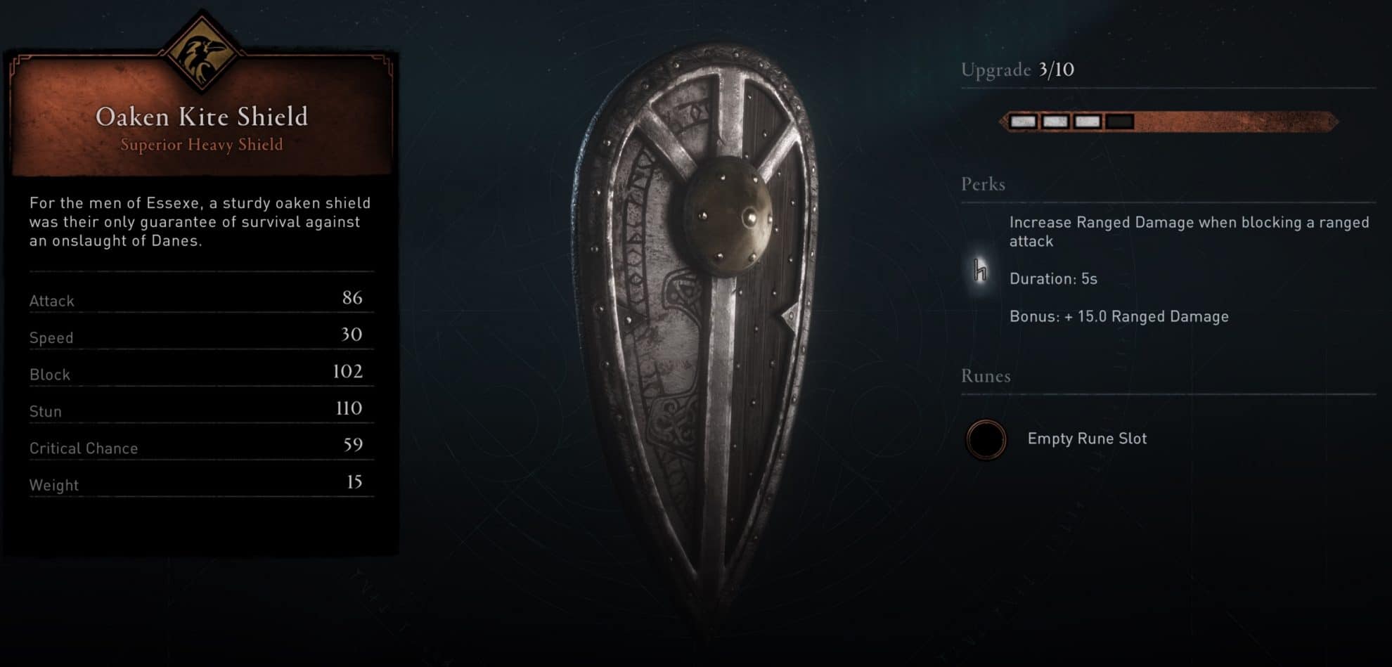 Oaken Kite Shield Stats