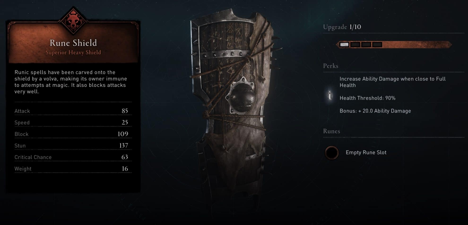 Rune Shield Stats