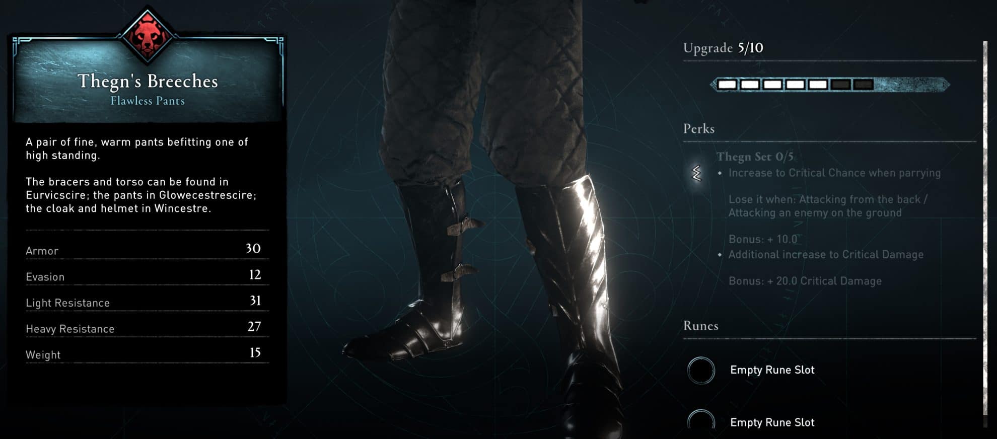 Thegn's Breeches Stats