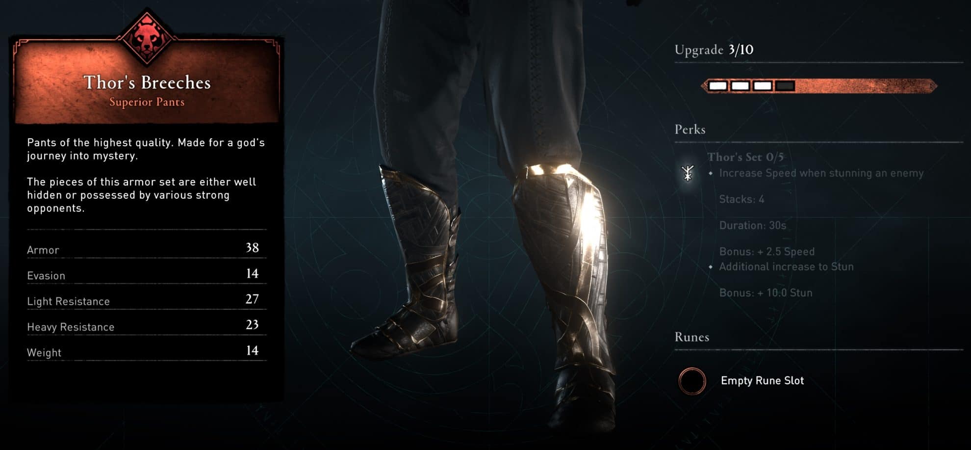 Thor's Breeches Stats