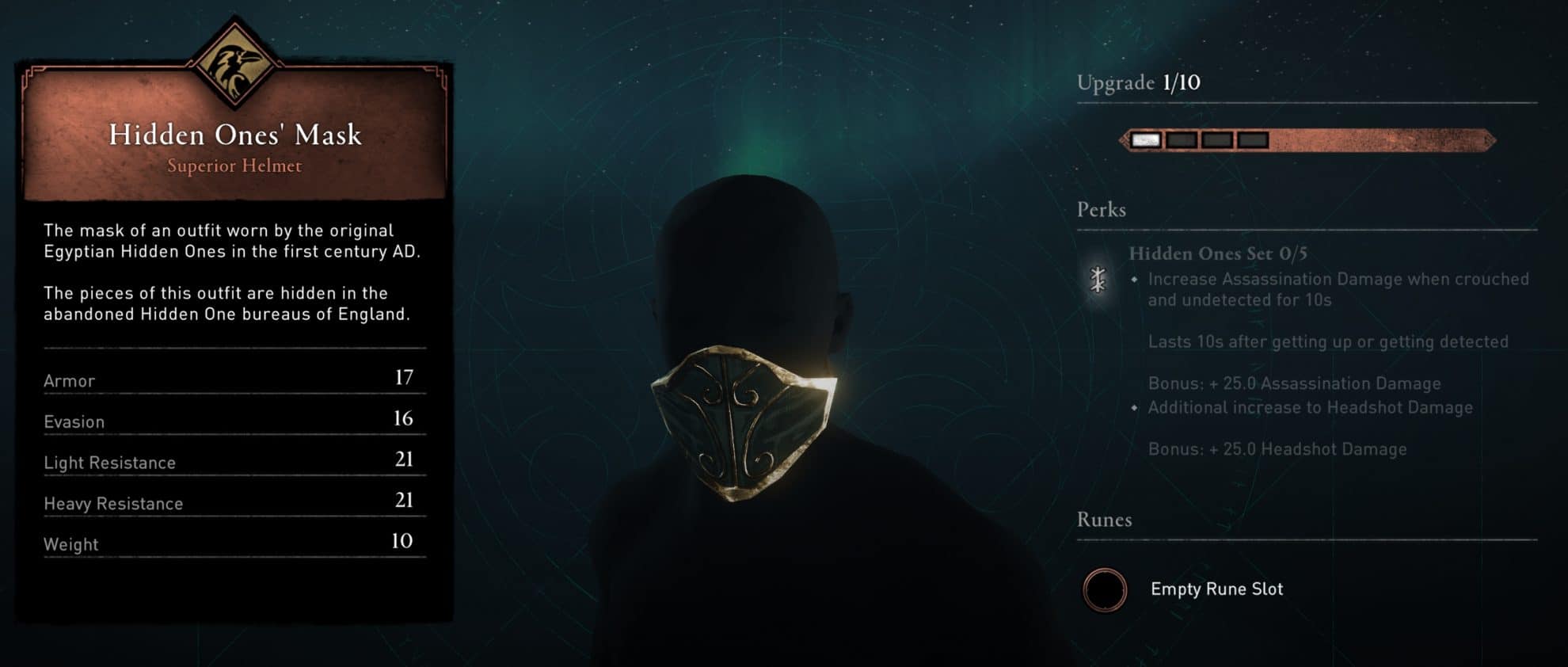 Valhalla Hiden Ones' Mask Helmet Stats