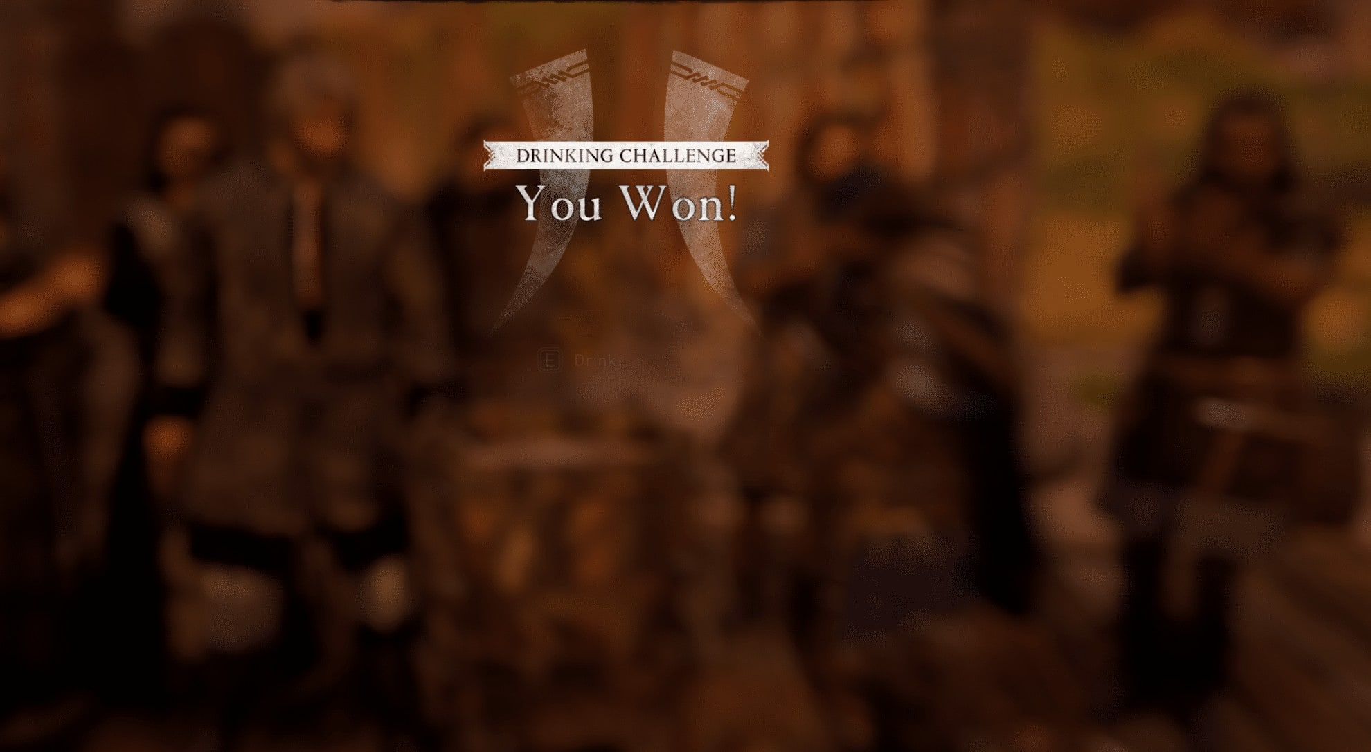 Winning screen of the drinking minigame