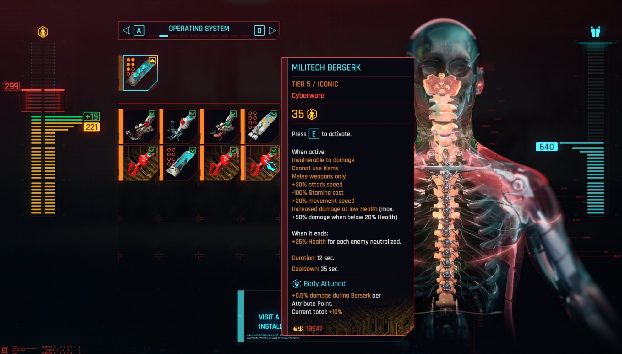 Cyberpunk 2077 Cyberware Slots