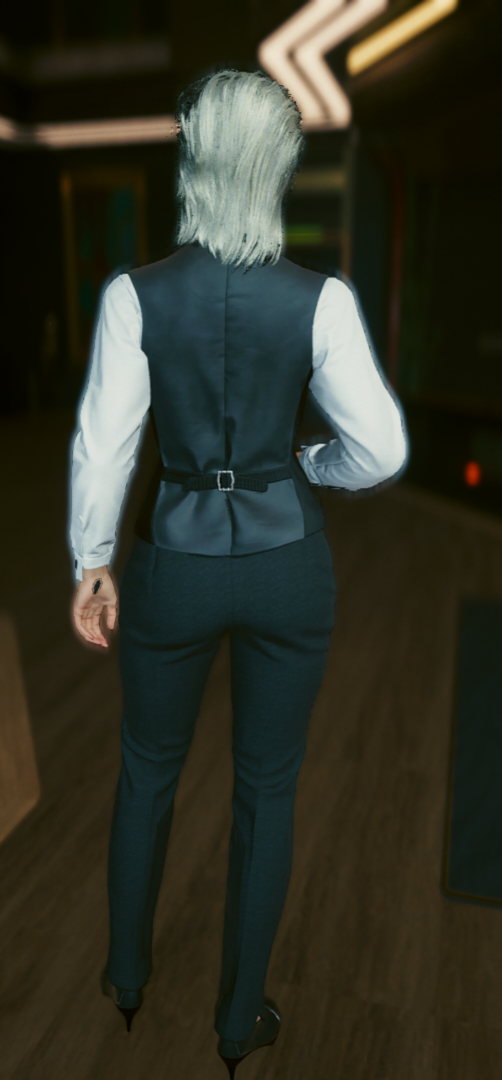 Cyberpunk 2077 female V Corporate Outfit with no jacket - back