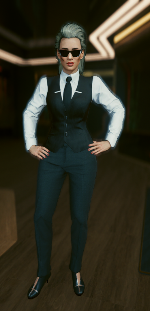 Cyberpunk 2077 female V Corporate Outfit with no jacket - front