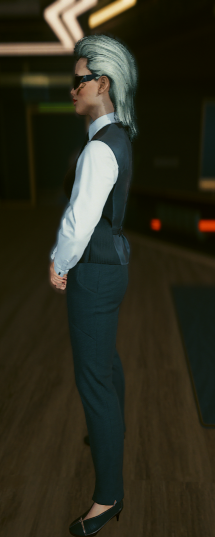 Cyberpunk 2077 female V Corporate Outfit with no jacket - left