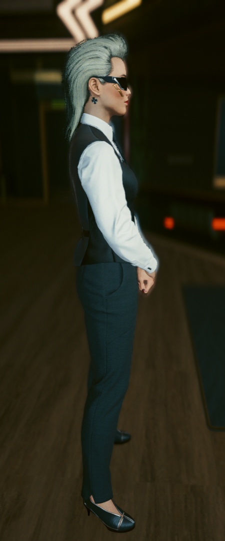 Cyberpunk 2077 female V Corporate Outfit with no jacket - right