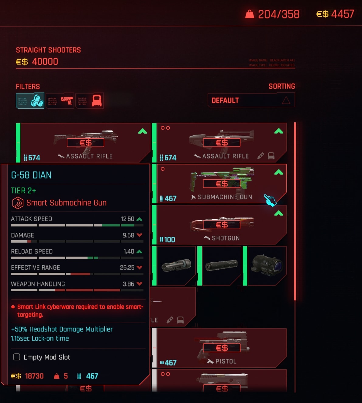 Item Requirements and Cost in Cyberpunk 2077 Update 2.0