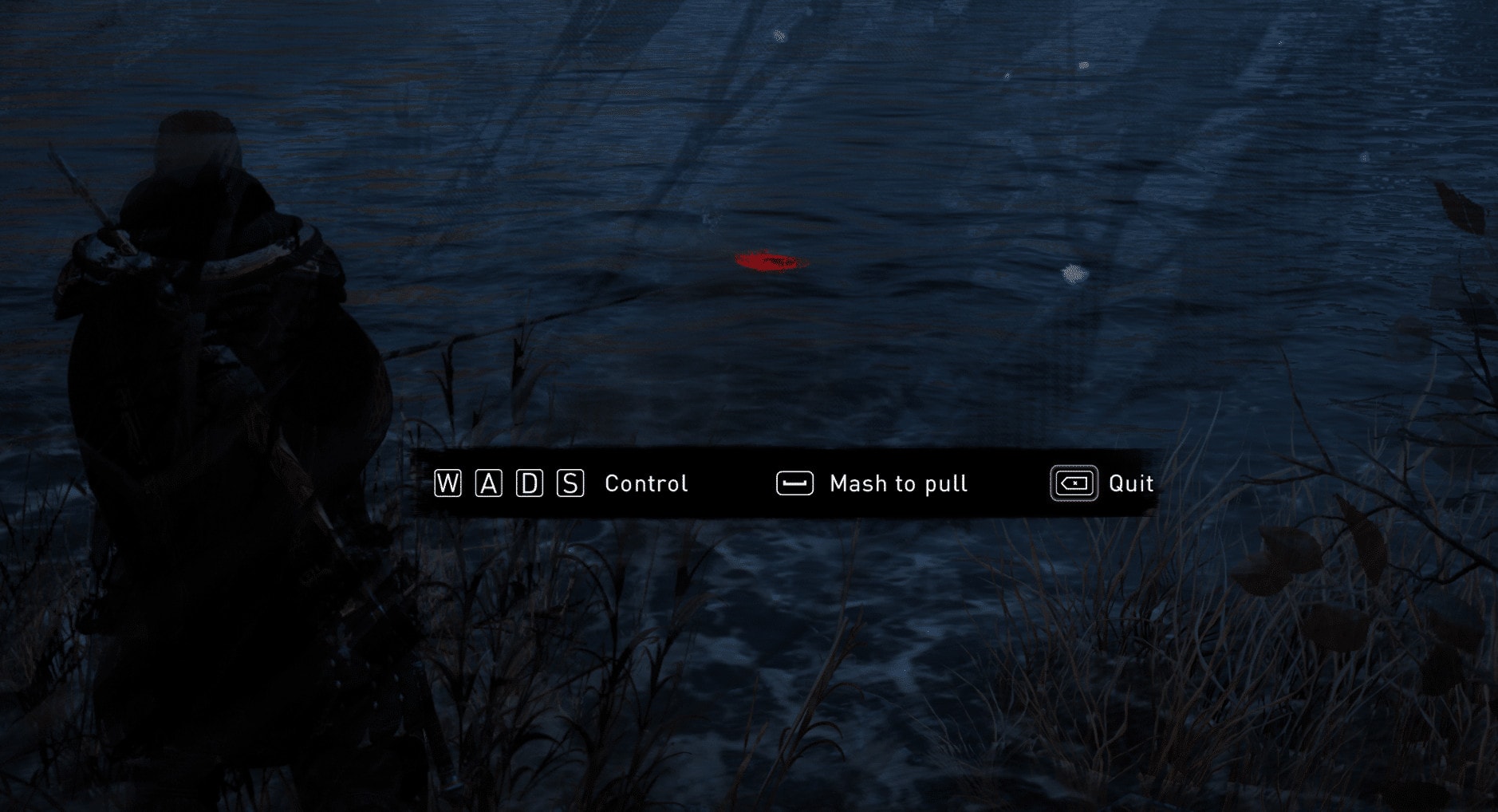 Catch the fish by mashing your spacebar and control the reel by using W,A,S,D 
