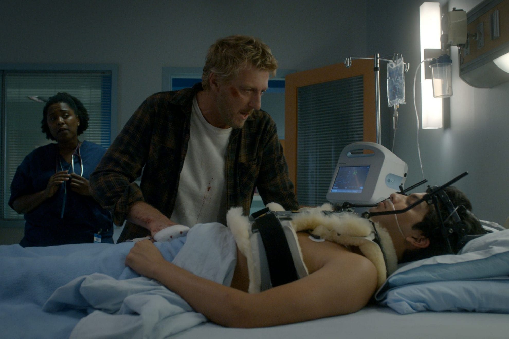 Cobra Kai season three starts with Miguel in the hospital