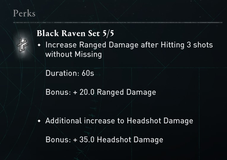 Assassin's Creed Valhalla Black Raven Armor Set Bonus