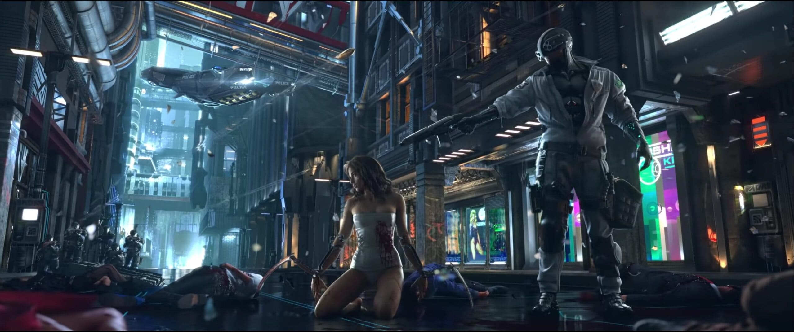 Cyberpunk 2077 Teaser Trailer scene with Melissa and MaxTac