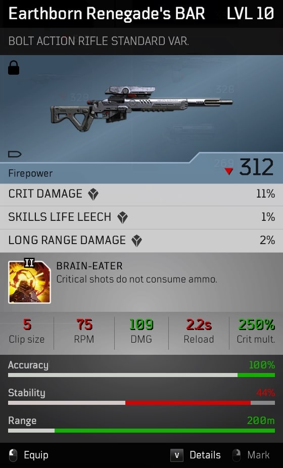Earthborn Renegade's BAR Stats
