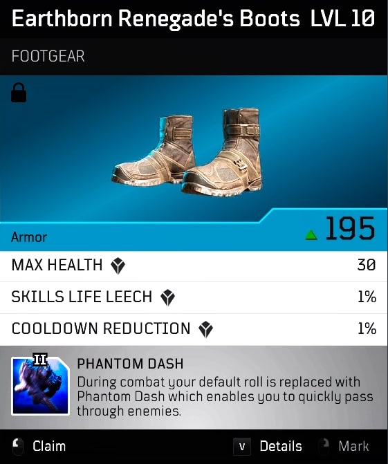 Earthborn Renegade's Boots Stats