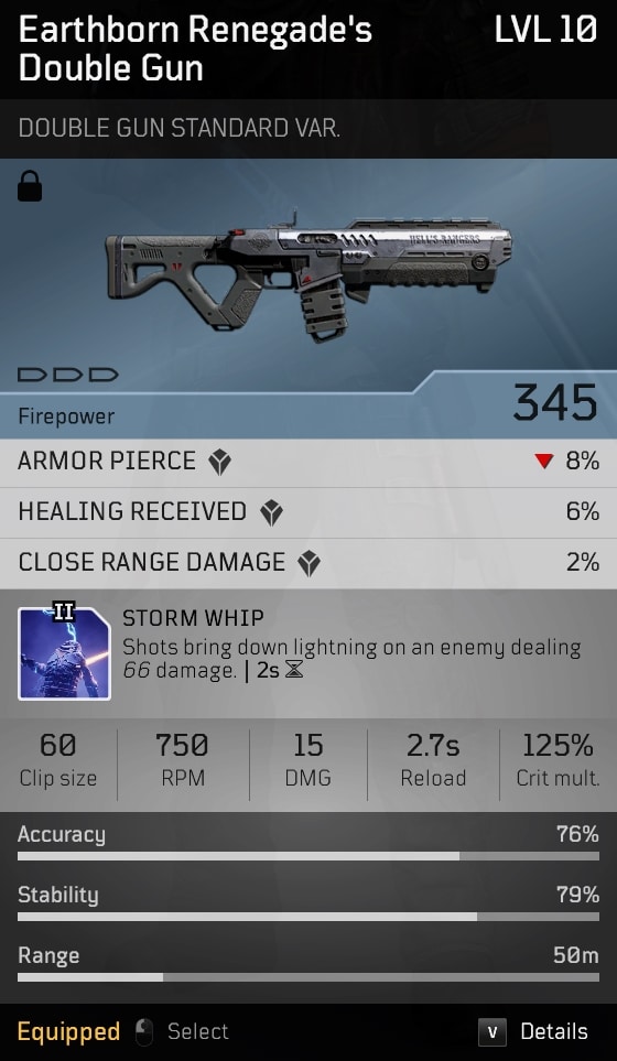 Earthborn Renegade's Double Gun Stats
