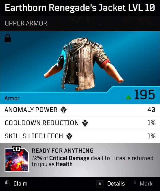 Earthborn Renegade's Jacket Stats