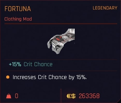 Legendary Fortuna Clothing Mod in Cyberpunk 2077