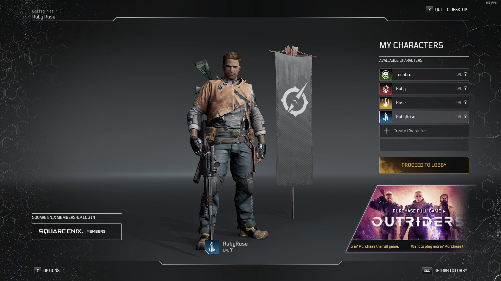Outriders User Interface