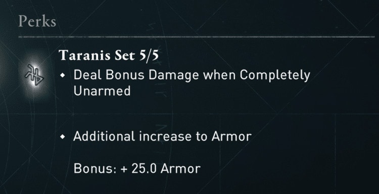 Taranis Armor Set bonus