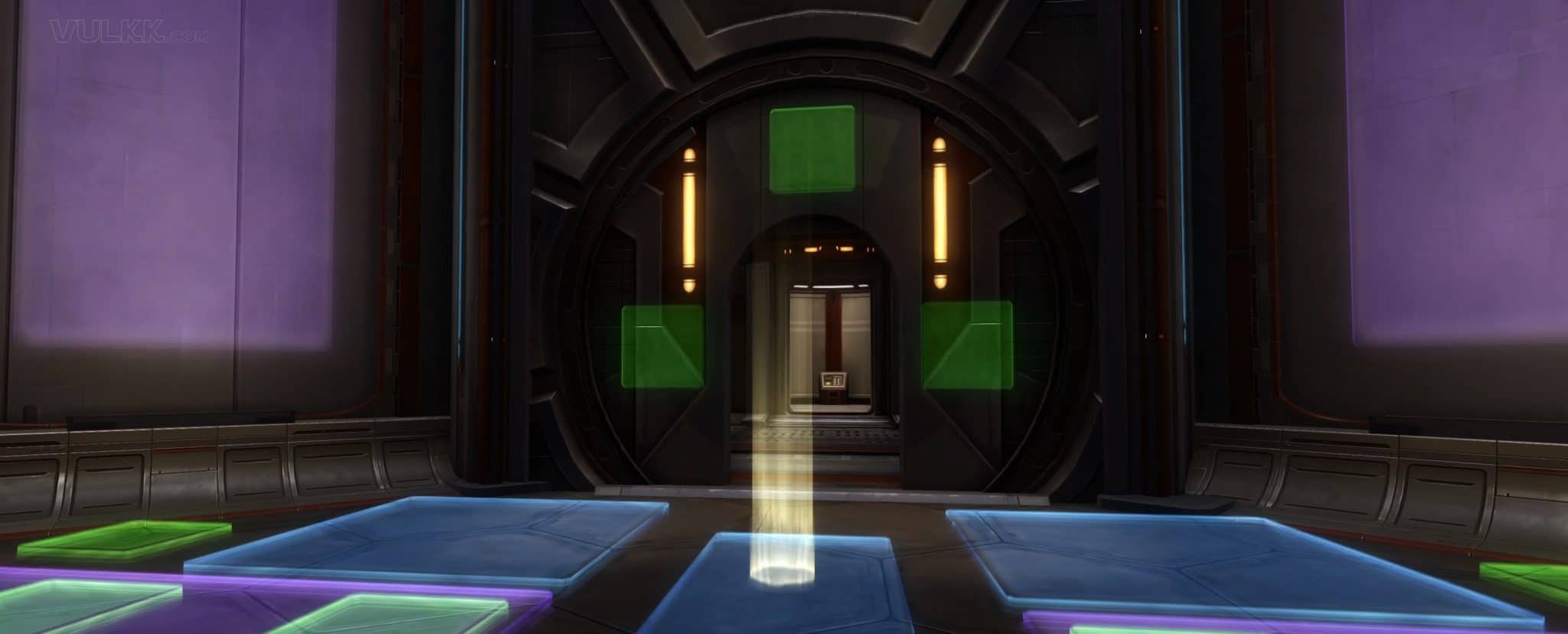 The elevator and a little bit of the main hallway after it