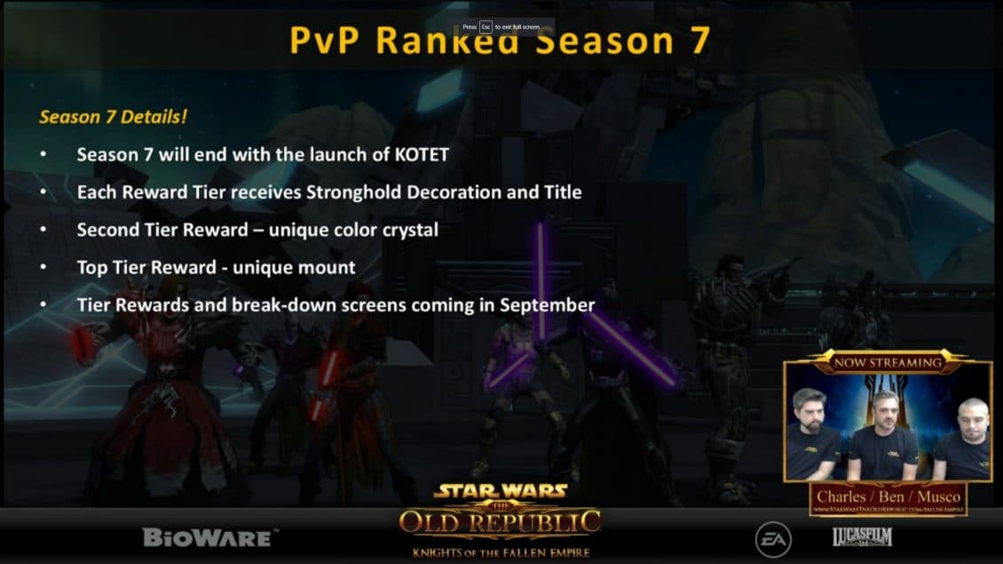 swtor august producer live stream pvp ranked season 7