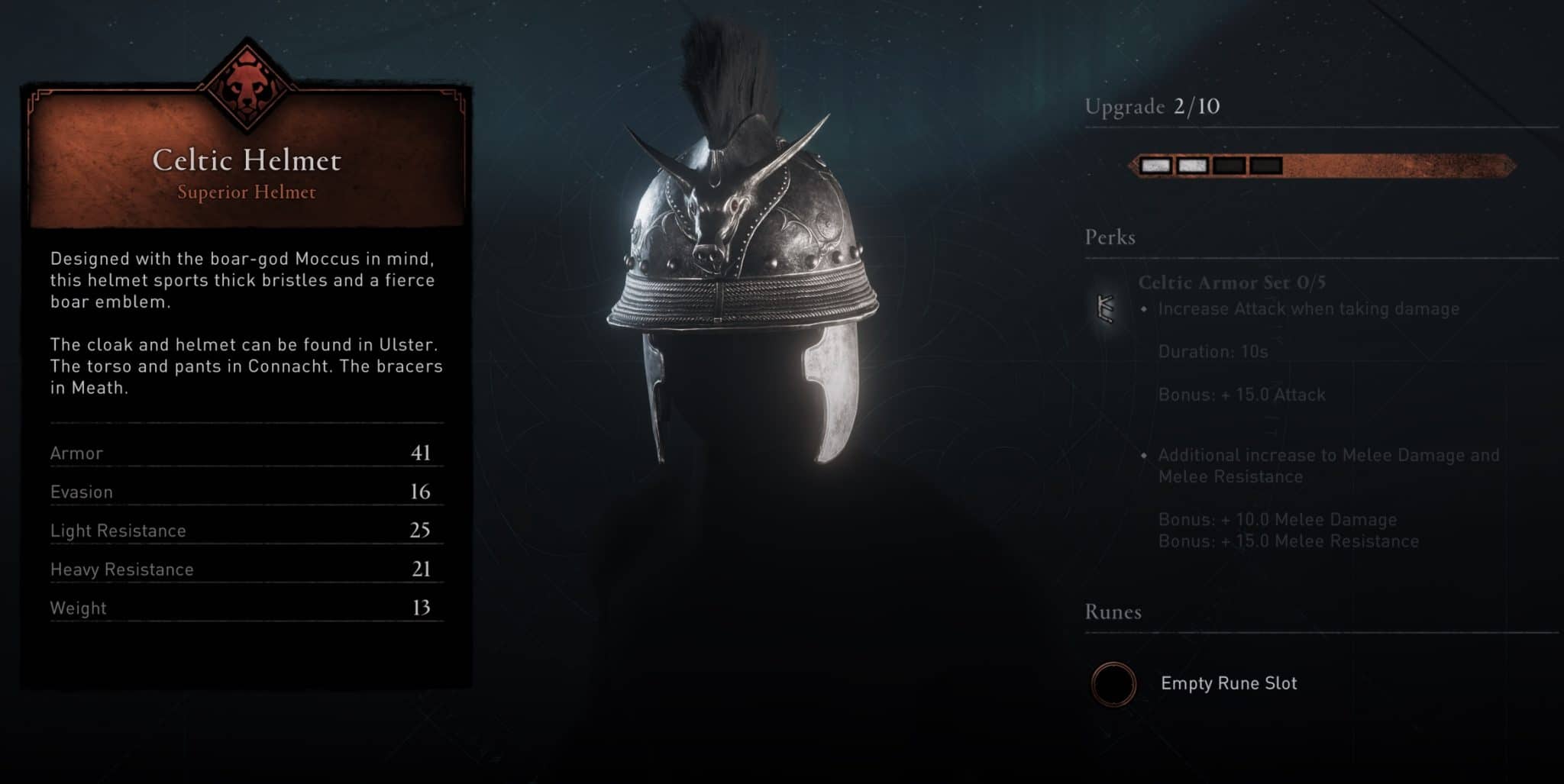 Aileach settlement - Celtic Helmet Stats - AC Valhalla Wrath of the Druids DLC