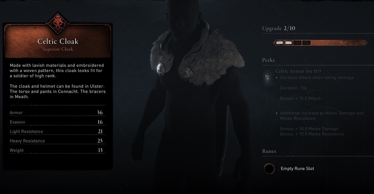 Celtic Cloak Stats - Wrath of the Druids DLC AC Valhalla