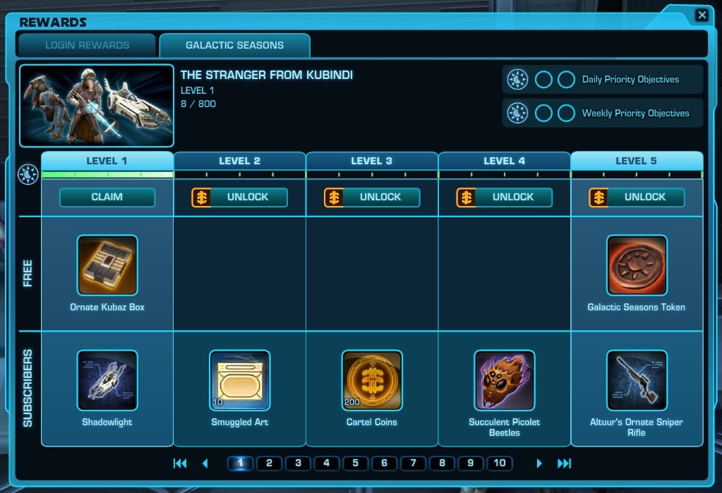 Claim your Galactic Seasons Reward for that level