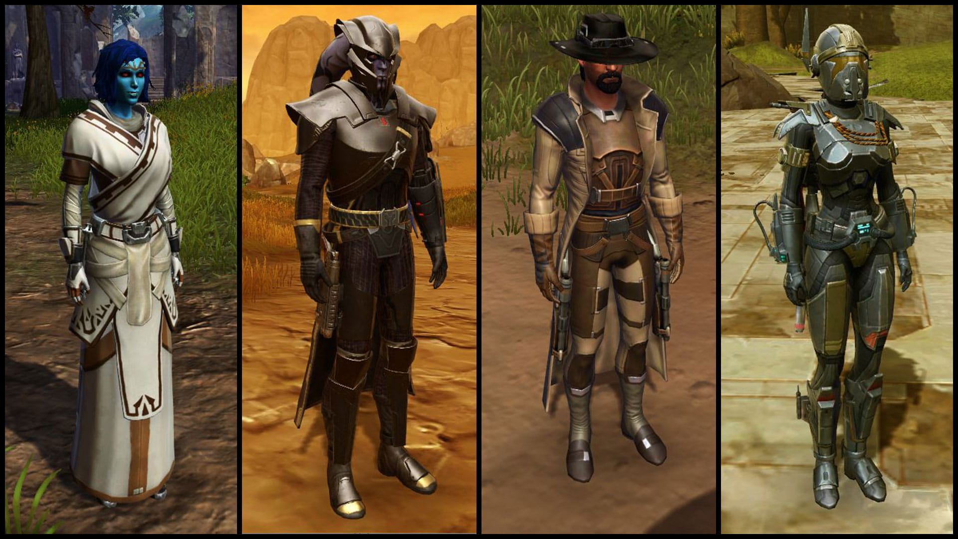 Dazh Ranos, Paxton Rall, Nico Okarr, and Shae Vizla Companions