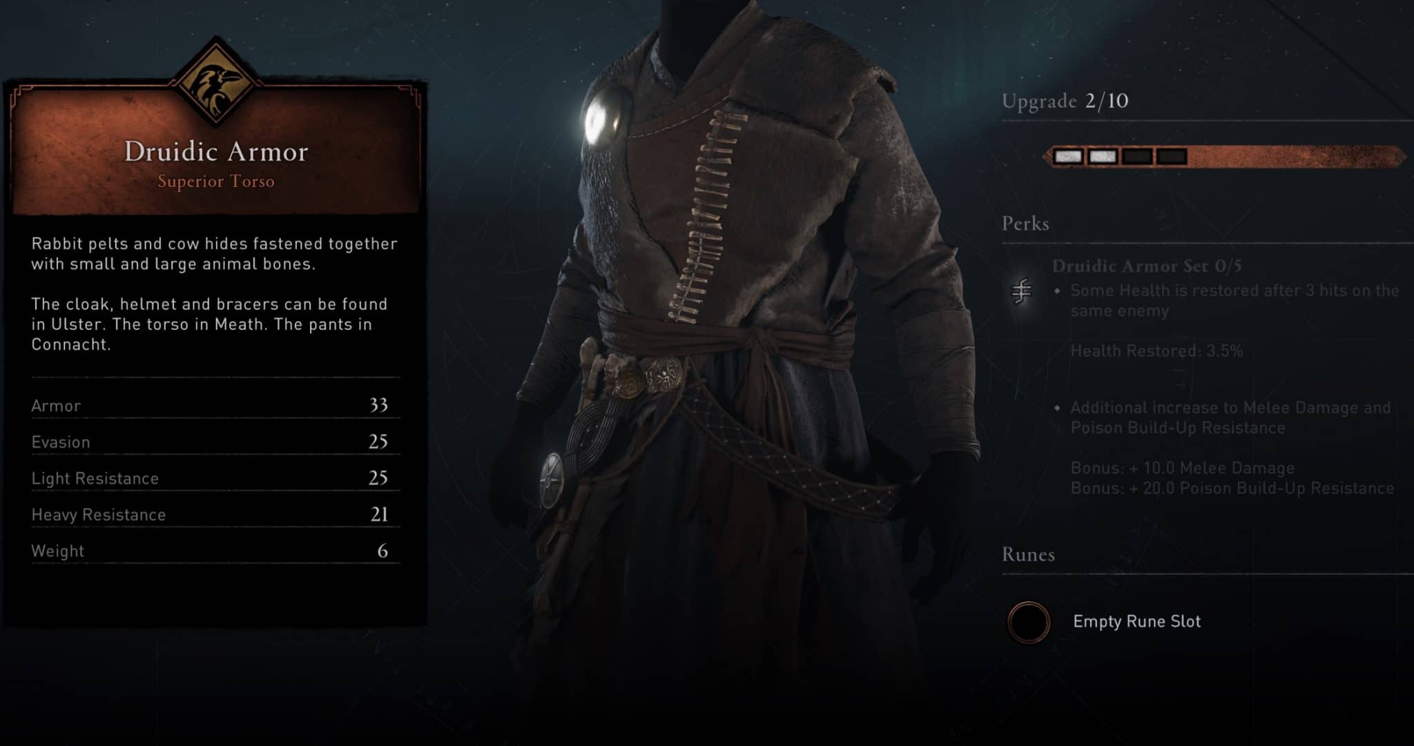 Druidic Armor Torso Stats
