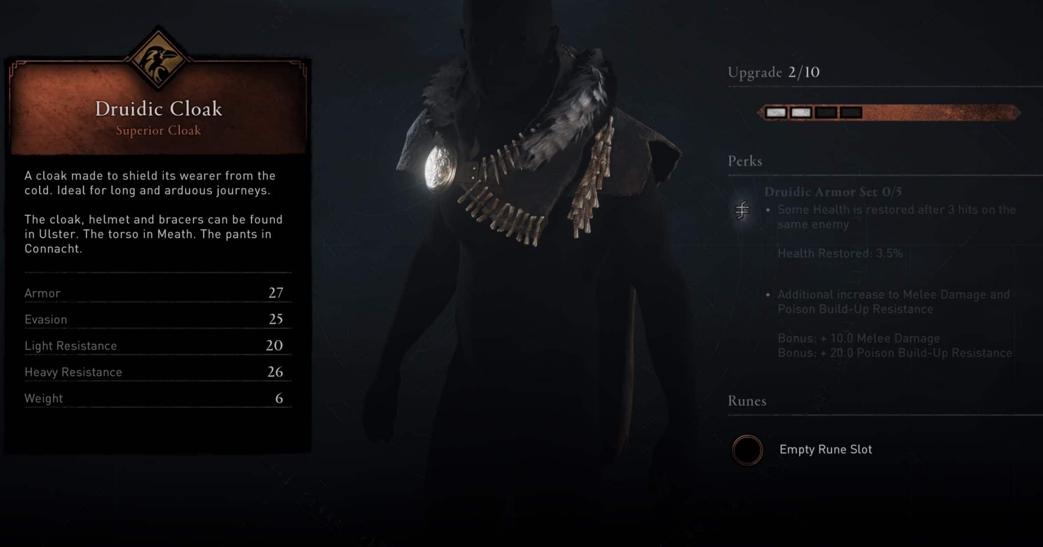 Druidic Cloakc Stats