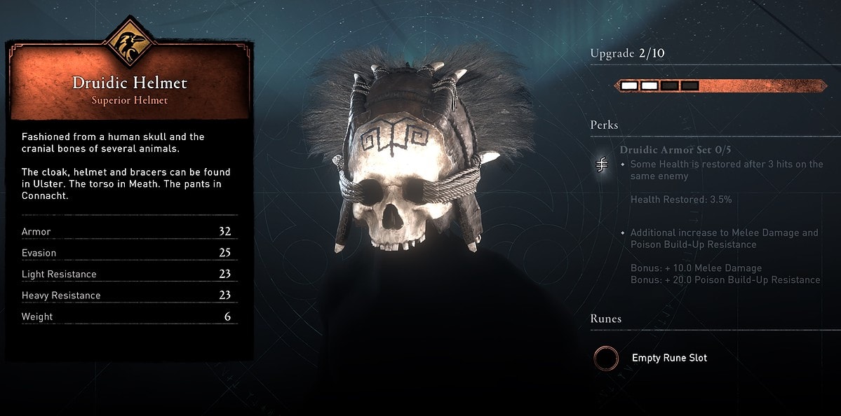Druidic Helmet Stats