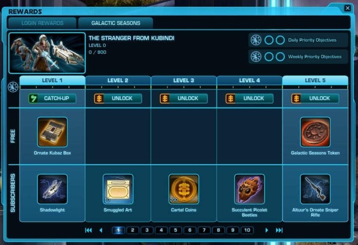 How to pay with credits to earn Galactic Season Reward Levels in SWTOR