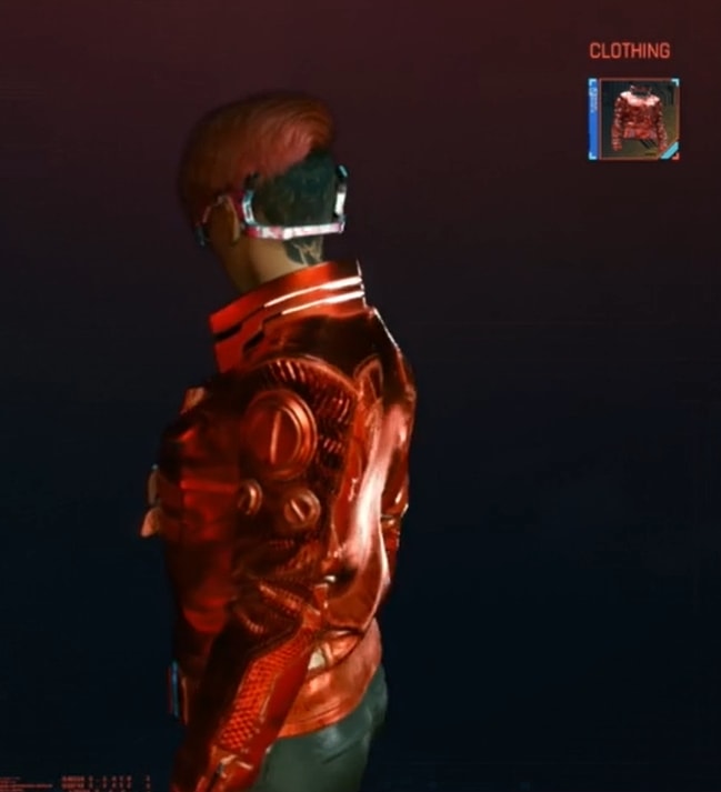 Female V trying on the Red Jacket gift from Viktor - Cyberpunk 2077 Update 1.3 DLC