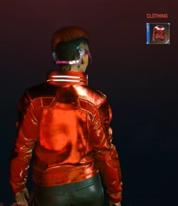 Female V trying on the Red Jacket gift from Viktor - Cyberpunk 2077 Update 1.3 DLC