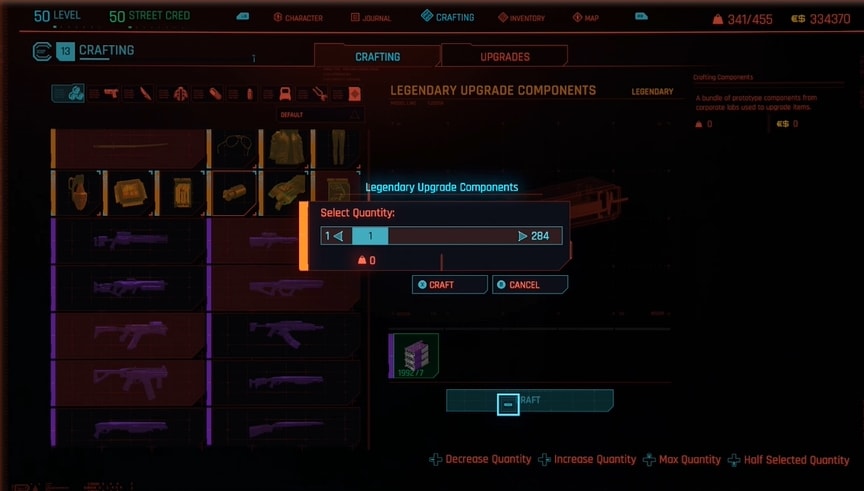 How to craft in bulk in Cyberpunk 2077