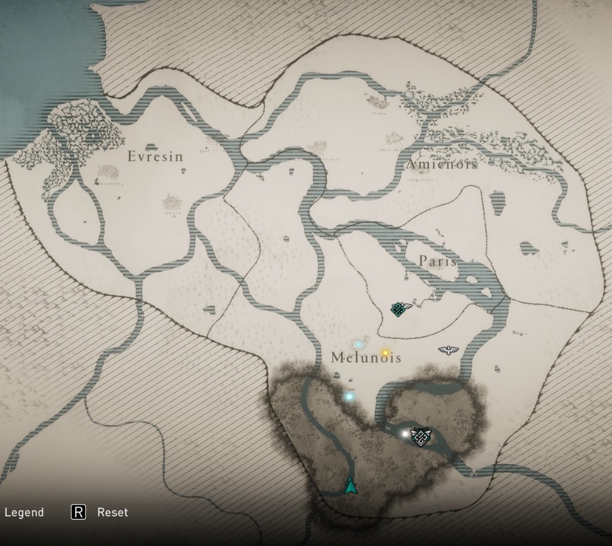 Map of Francia in The Siege of Paris - AC Valhalla DLC
