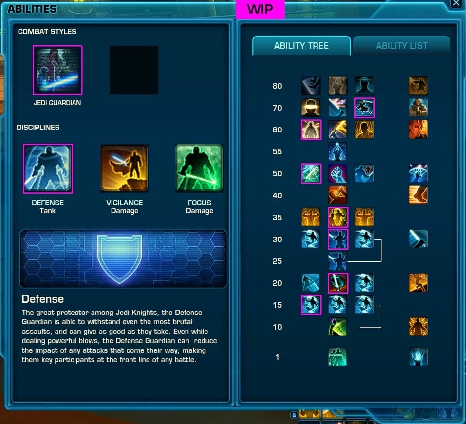 SWTOR Guardian UI on PTS 7.0