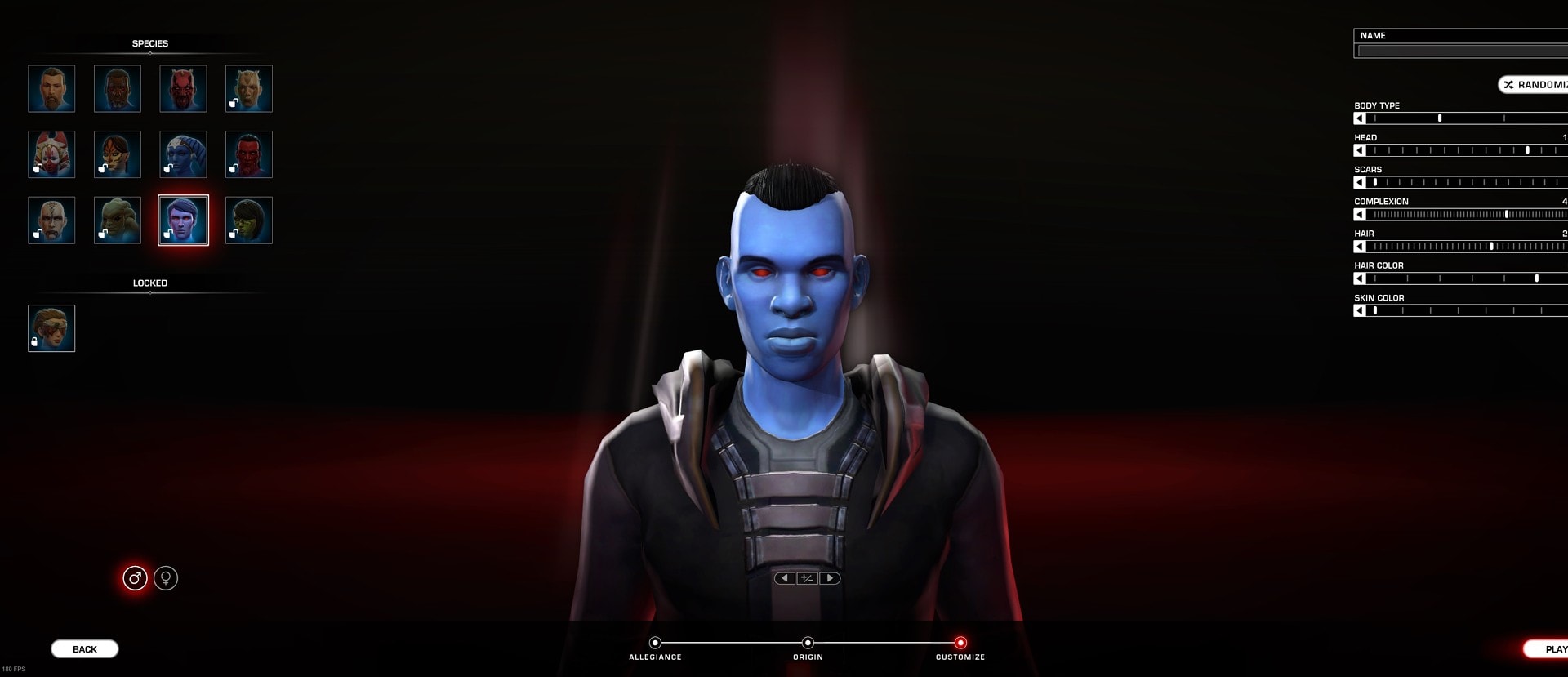 How to create a new character in SWTOR - step 3 - choose your species
