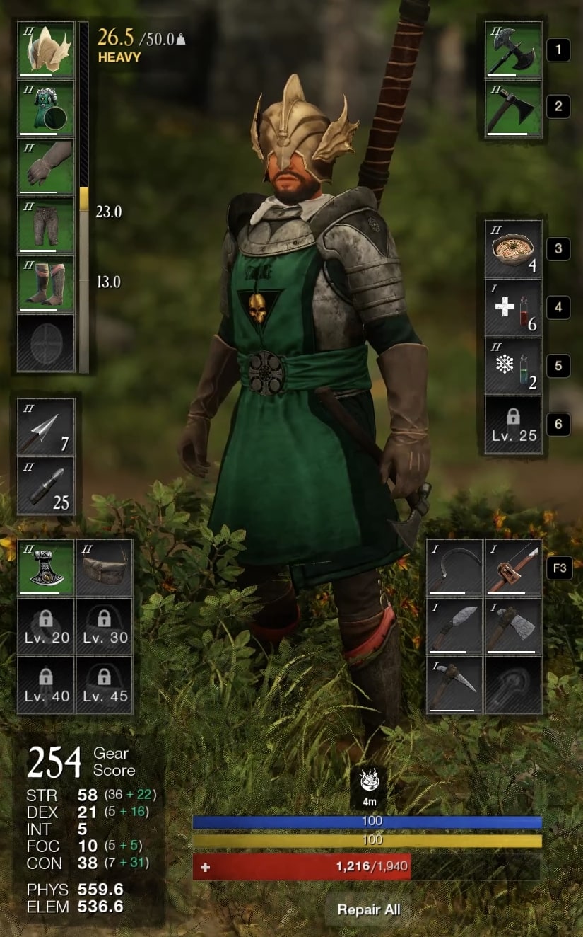 New World Core Attrributes are displayed in your Inventory screen