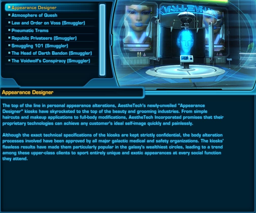 SWTOR Appearance Designer Lore Object
