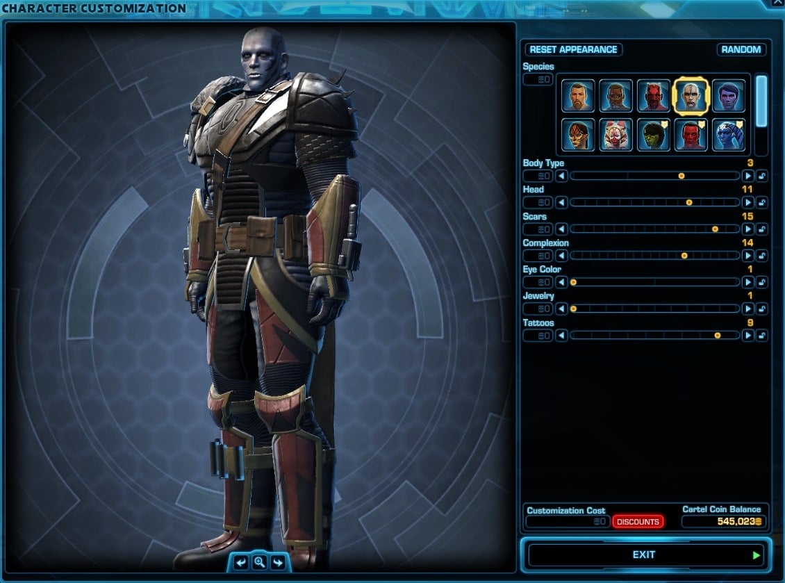 SWTOR Appearance Designer UI Overview