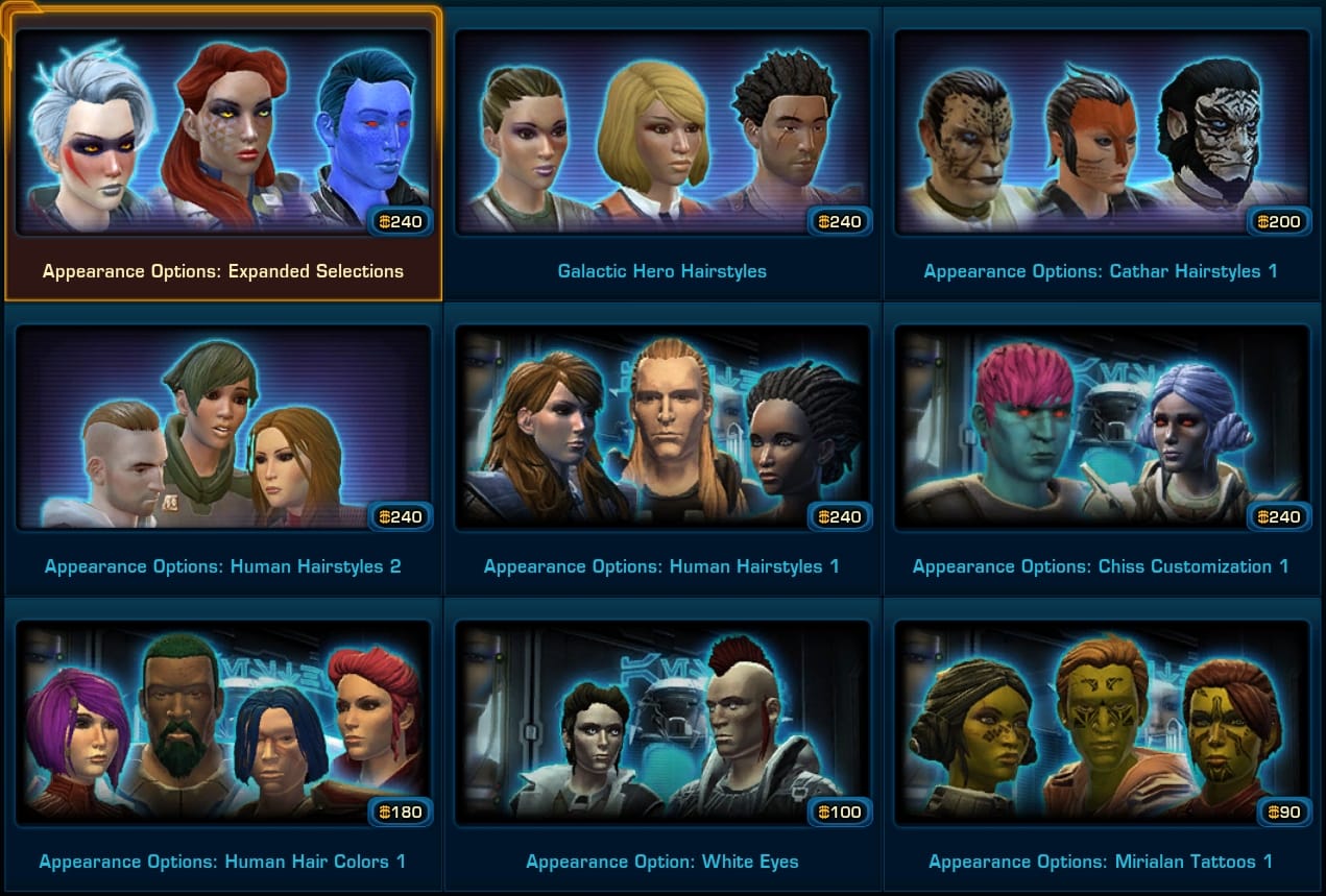 SWTOR Character Customization Packs