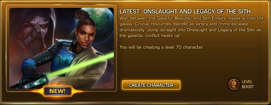 Start at level 70 in SWTOR 7.0