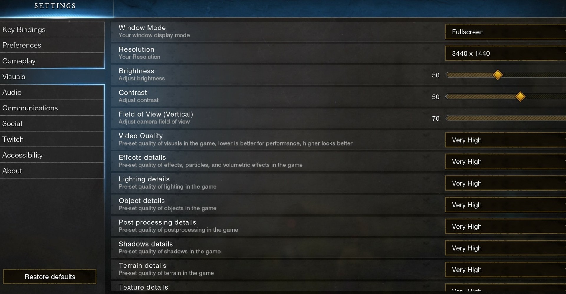 New World Settings to change Guide - Visuals tab