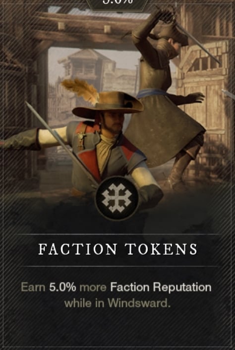 New World Standings Reputations Guide - Faction Tokens Card