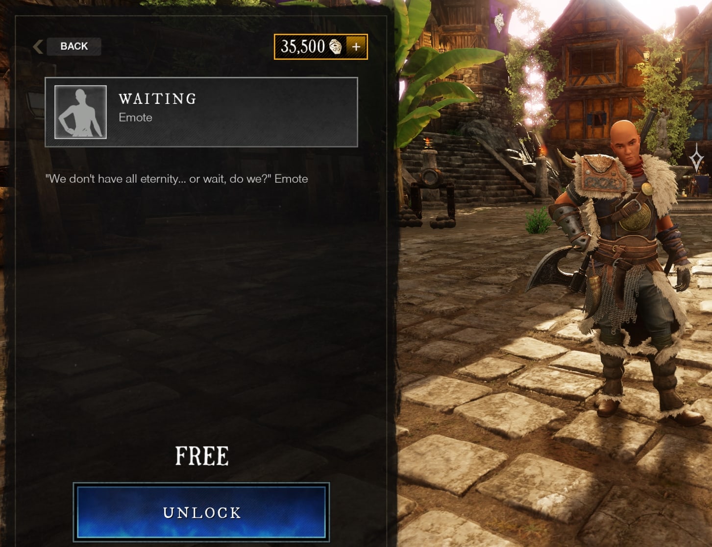 New World Waiting Emote - free gift in the store