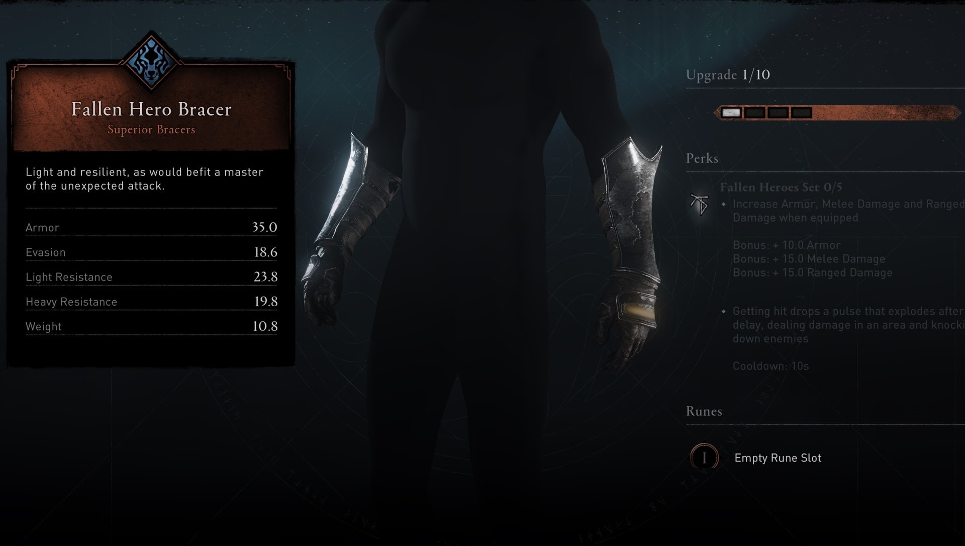 AC Valhalla Fallen Hero Bracers Stats